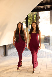 burgundy rhinestone dress