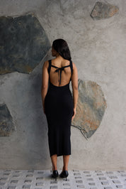 Midnight Muse Backless Midi Dress