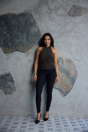 Mocha Whisper Halter Knit Top