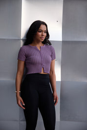 Lilac Ribbed Knit Top