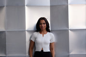 White Ribbed Knit Top