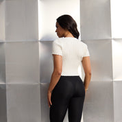 White Ribbed Knit Top