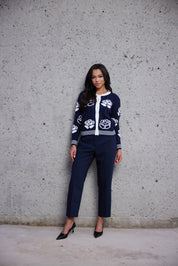 Navy Blossom Knit Cardigan