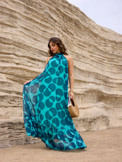 Green Bliss Halter Maxi Dress - Lamoanna