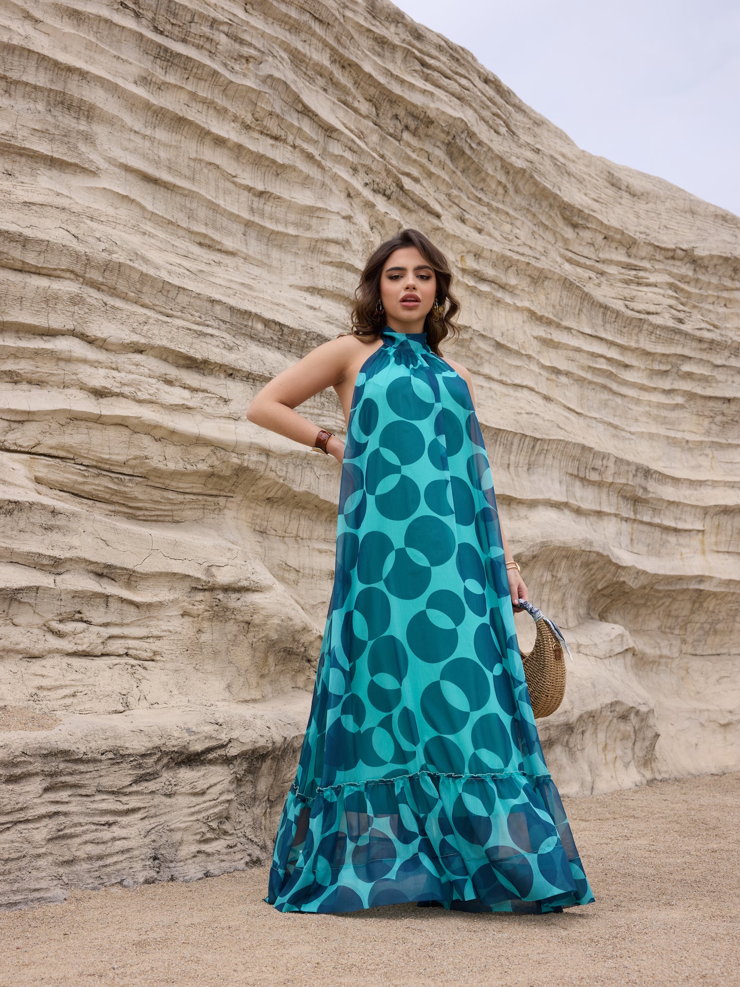 Green Bliss Halter Maxi Dress - Lamoanna