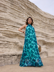 Green Bliss Halter Maxi Dress - Lamoanna