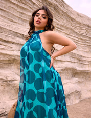 Green Bliss Halter Maxi Dress - Lamoanna