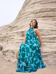 Green Bliss Halter Maxi Dress - Lamoanna