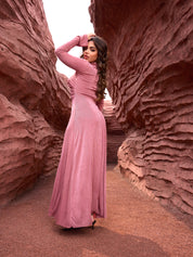Rose Dusk Velvet Maxi Dress - Lamoanna