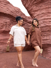 Brown Linen Set - Lamoanna