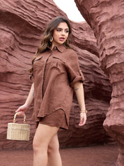 Brown Linen Set - Lamoanna