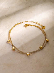 Golden Heart Charm Bracelet
