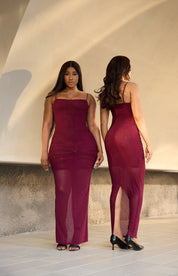 burgundy rhinestone dress