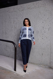 Grey Blossom Knit Cardigan