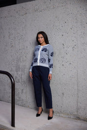 Grey Blossom Knit Cardigan