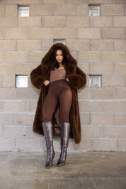 Luxe Chocolate Faux Fur Coat