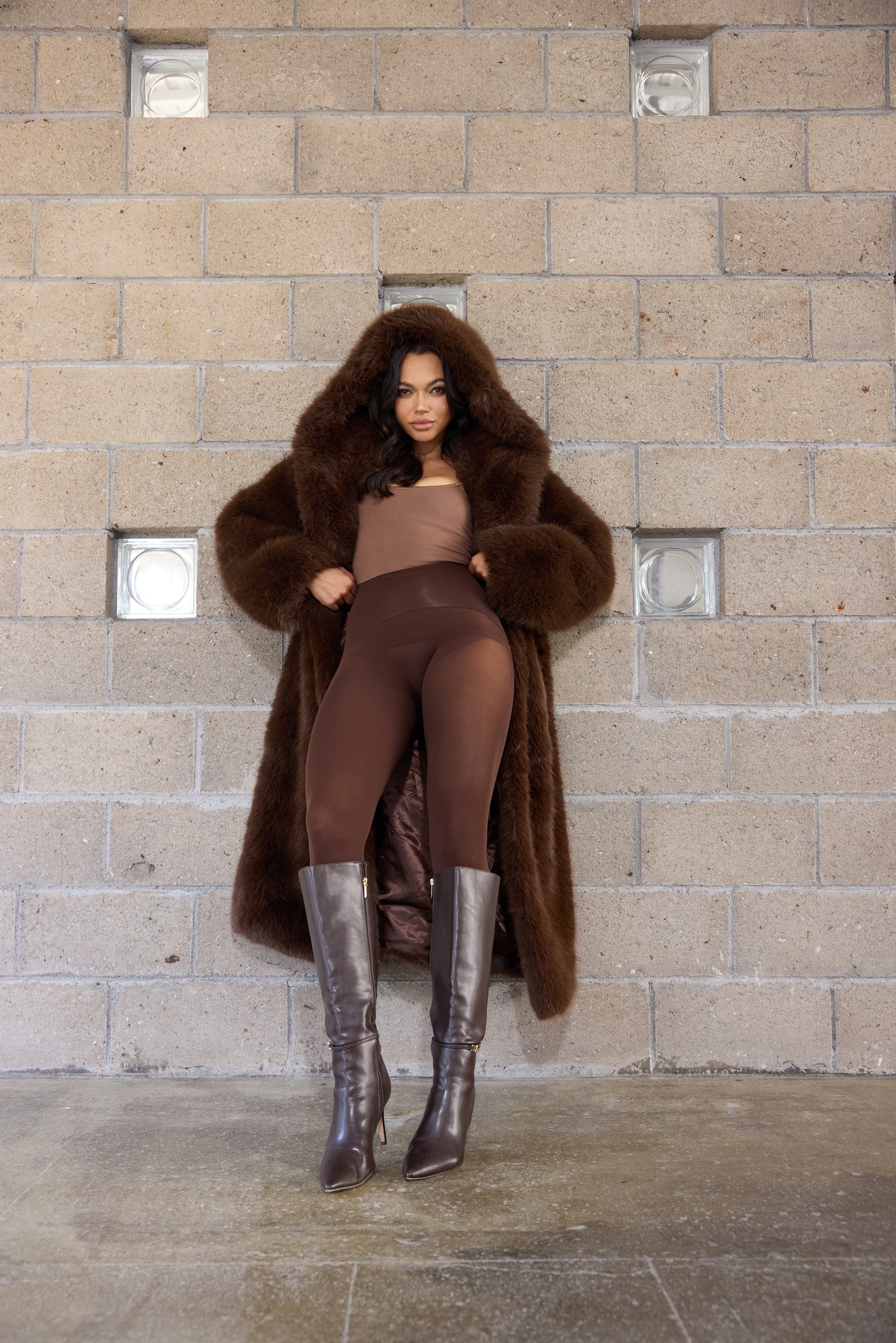 Luxe Chocolate Faux Fur Coat