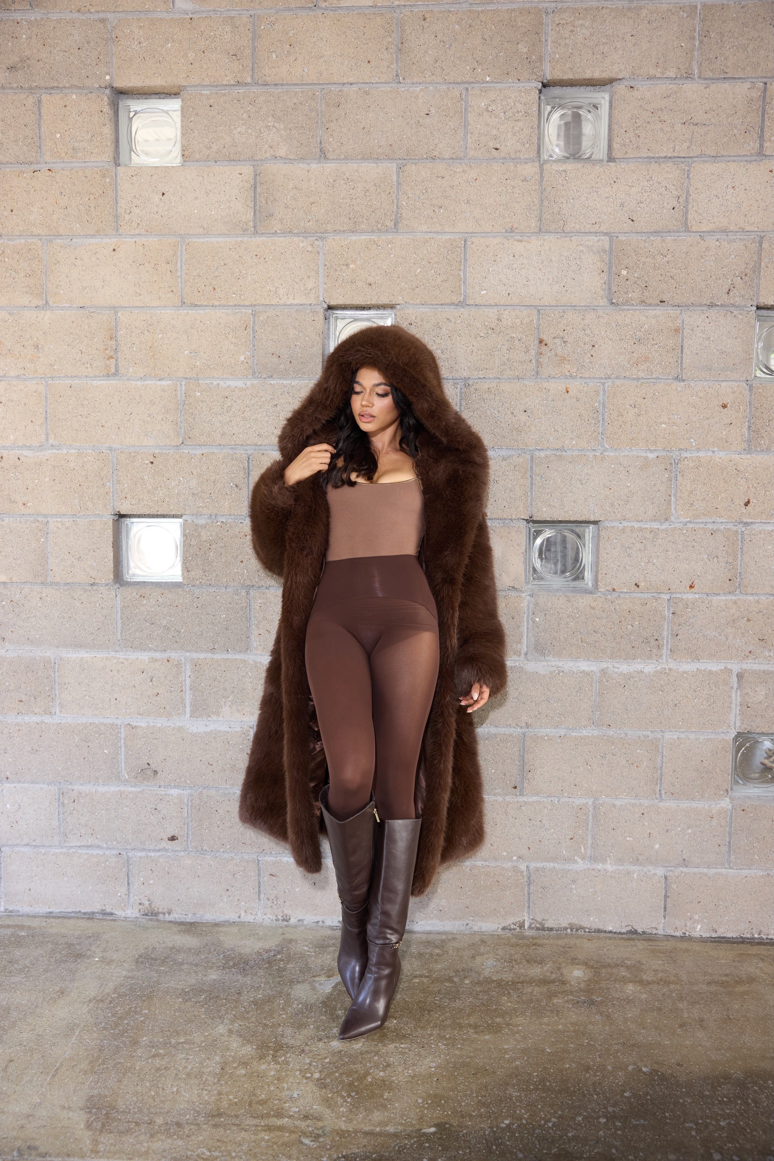 Luxe Chocolate Faux Fur Coat