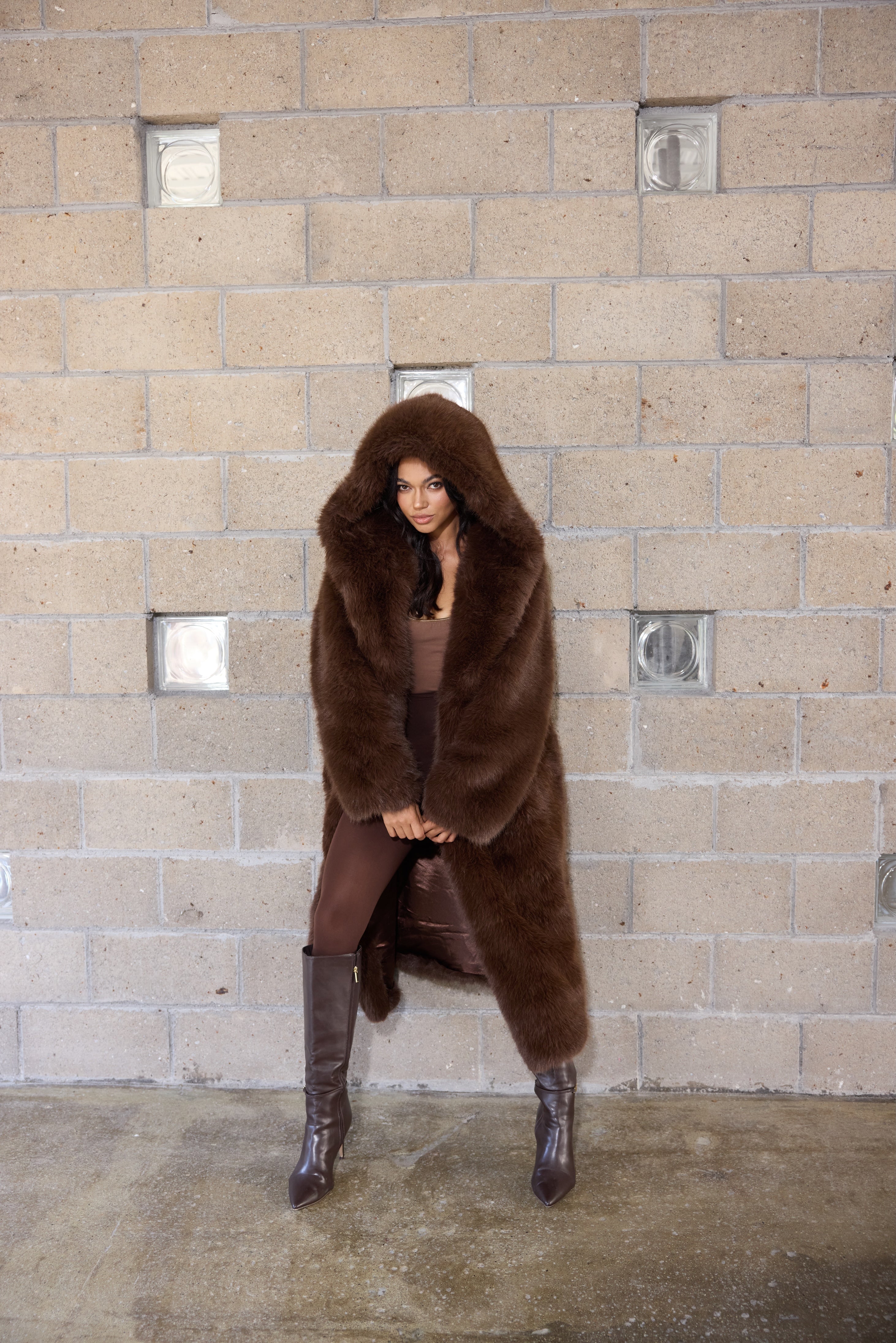 Luxe Chocolate Faux Fur Coat
