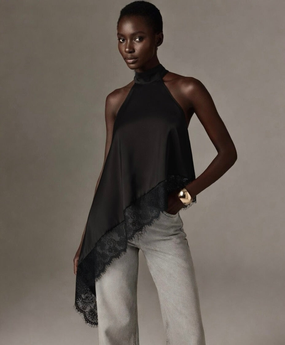 Noir Cascade Halter Top