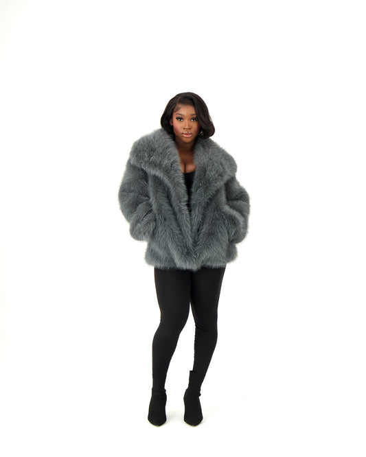 Grey Faux Fur Jacket