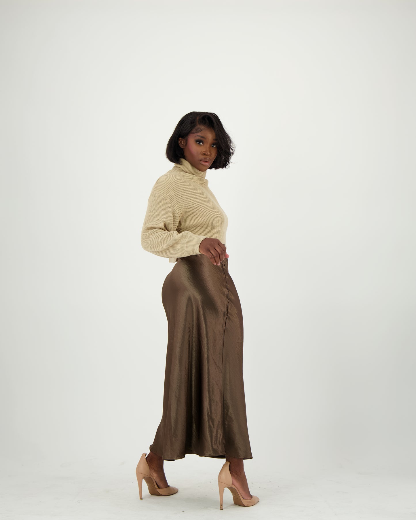 Mia Chocolate Silk Skirt