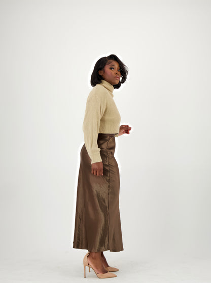 Mia Chocolate Silk Skirt