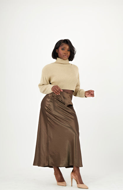 Mia Chocolate Silk Skirt